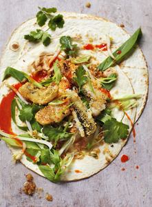 Food styling: Hot Pollock Wrap